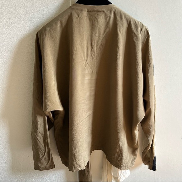 Genny Silk Multicolor Cardigan Wrap Tie Front Silky High Low Flowy Top Blouse 8 - Picture 12 of 16